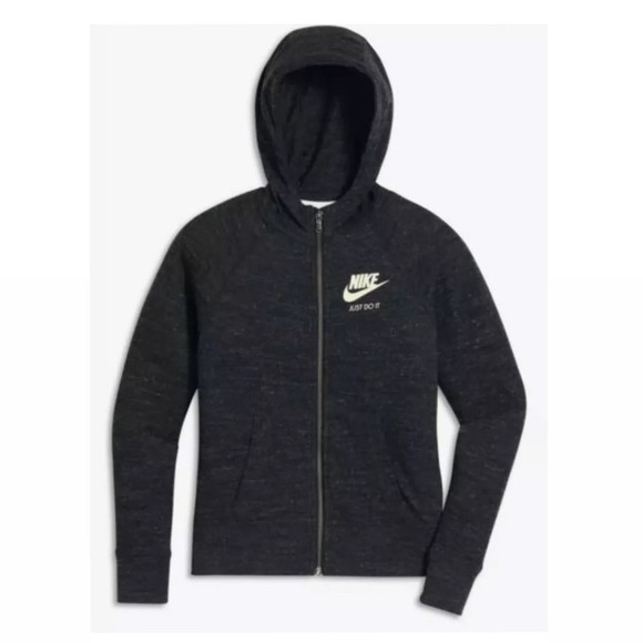 nike girls vintage zip gym hoodie charcoal grey large - Picture 5 of 10